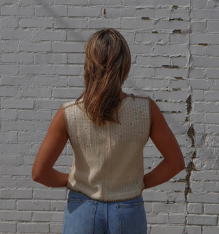 Floral Embroidery Vest Crochet Top