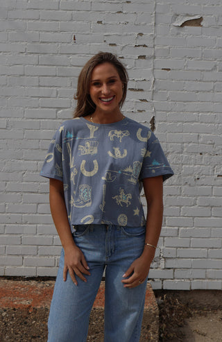 Western Printed SS Round Neck T-shirt