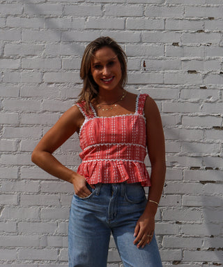 Tiered Cropped Top W Lace Trim