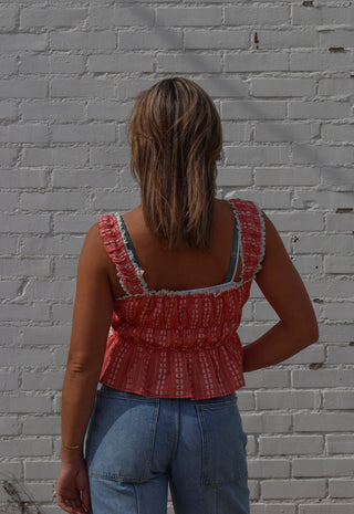 Tiered Cropped Top W Lace Trim