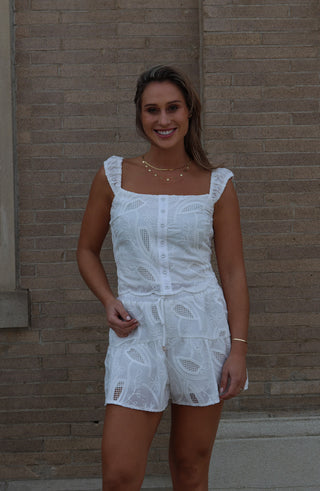 Sleeveless Top, Tie Front Shorts Set