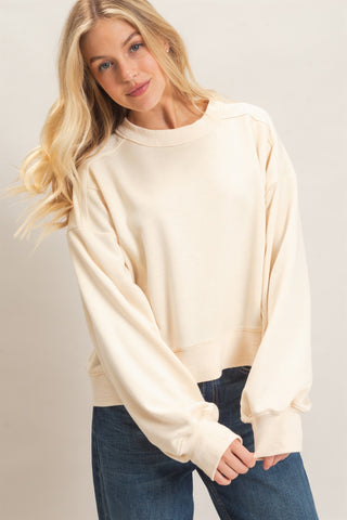 Ribbed Crew Neck Sweatshirt