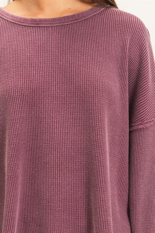 Mineral Wash Waffle Oversized Top