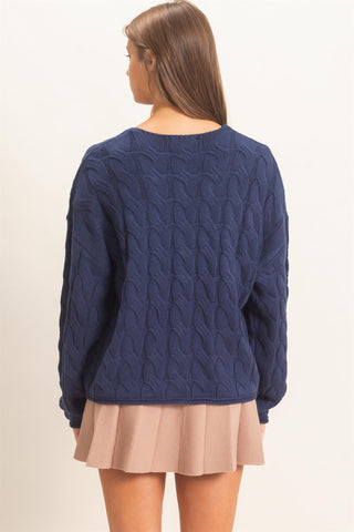 Cable Knit V-Neck Sweater