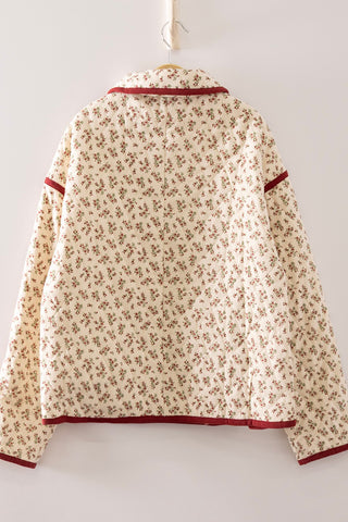 Floral Quilted Jacket in Cream Mix