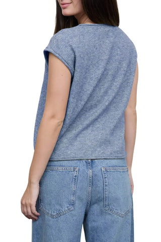 Crew Neck Button Down Sleeveless Cardigan