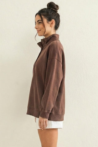Mineral Wash Button Front Sweatshirt
