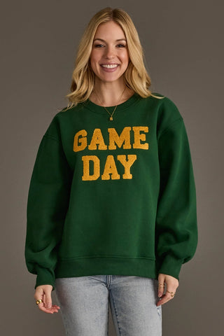 Green Gold Game Day Chenille Sweatshirt