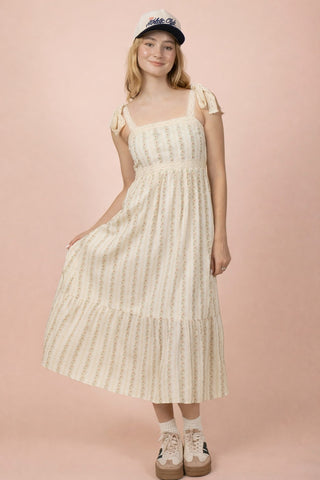 Lace Trim Detail Floral Midi Dress