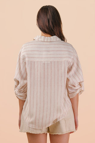 Roll Up Half Sleeve Stripe Shirt