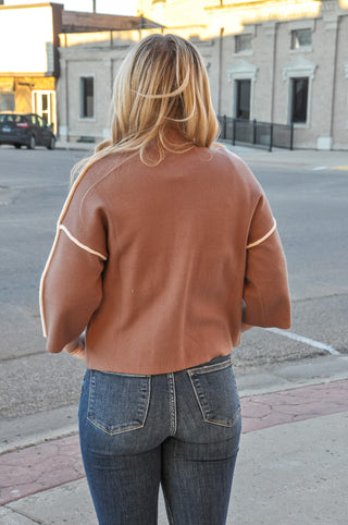 3/4 Sleeve Mock Neck Sweater Top