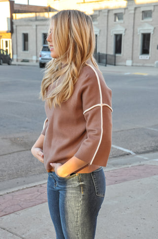 3/4 Sleeve Mock Neck Sweater Top