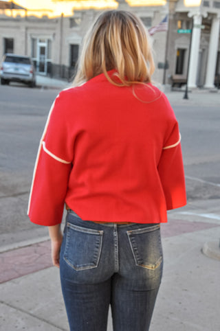 3/4 Sleeve Mock Neck Sweater Top