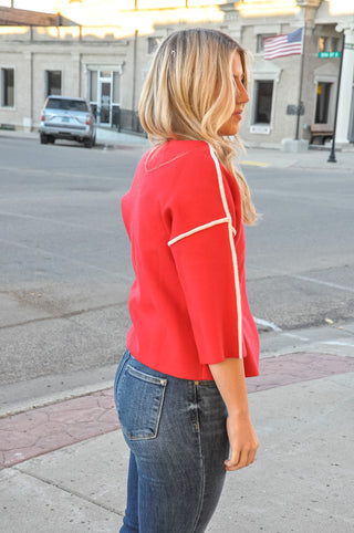 3/4 Sleeve Mock Neck Sweater Top