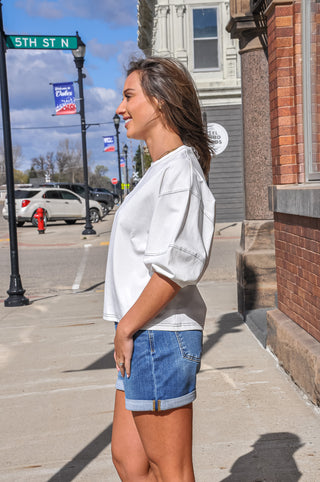 3/4 Sleeve Solid Cotton Top