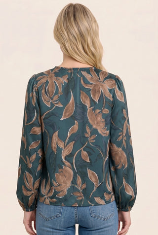 Elastic Neck Floral Printed Top