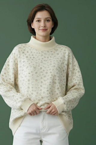 Floral Oversized Mock Neck Sweatshirt