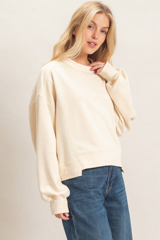 Ribbed Crew Neck Sweatshirt