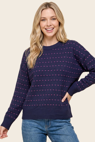 Novelty Dotted Stripe LS Top, view 4 | JQ Clothing Co.