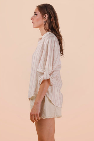 Roll Up Half Sleeve Stripe Shirt