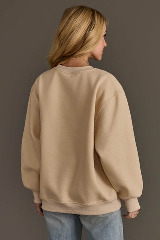 Beige Christmas Graphics Sweatshirt, view 2