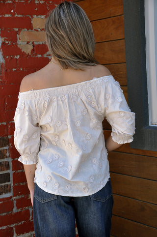 3D Floral Off The Shoulder Blouse
