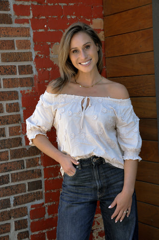 3D Floral Off The Shoulder Blouse