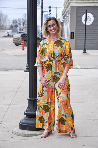 A Tropical Fall Printed Jumpsuit