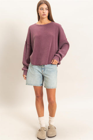 Mineral Wash Waffle Oversized Top