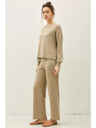 Fine Knit Boat Neck Balloon Sleeve Sweater Top