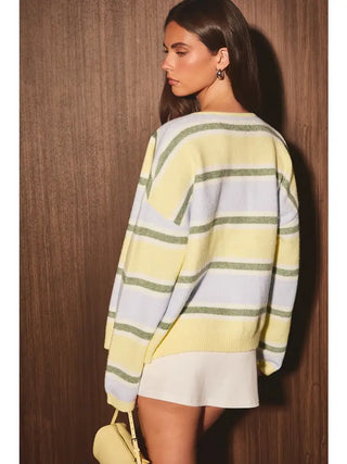 Multi Stripe Button Front Cardigan