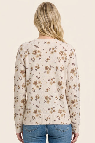 Floral Printed Crew Neck Sweater