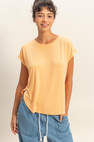 Relaxed Dolman SS Round Neck Top
