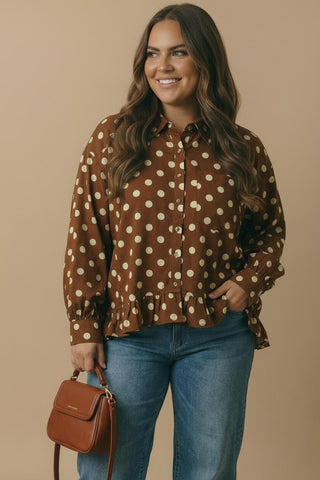 Curvy Polka Dot Peplum Shirt