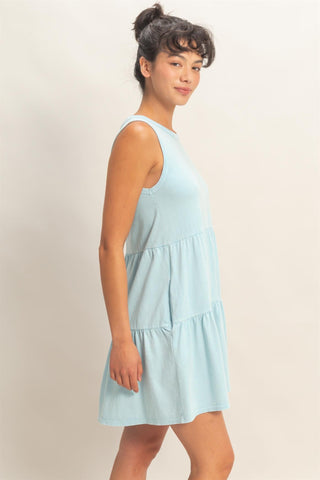 Sleeveless Crewneck Tiered Mini Dress