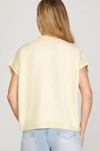 Drop Shoulder Mock Neck Sweater Vest