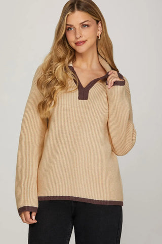 The LS Collared Contrast Detail Sweater
