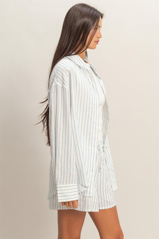 Blue Striped Button-up Shirt