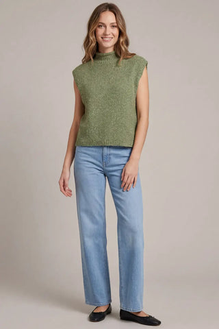 Drop Shoulder Sleeveless Mock Neck Sweater Vest