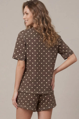 Short Sleeve Knit Polka Dot Top and Shorts Set