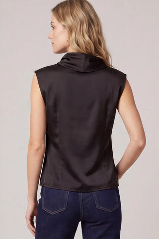 Sleeveless Woven Satin Cowl Neck Top