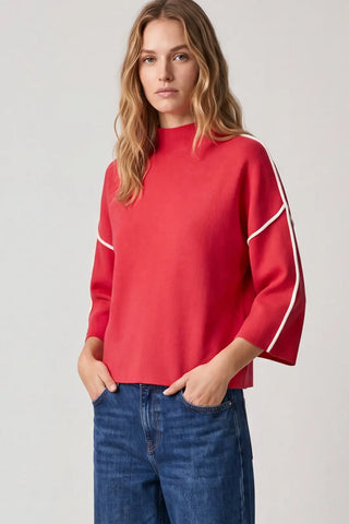 3/4 Sleeve Mock Neck Sweater Top