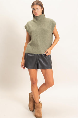 Sleeveless High Neck Sweater