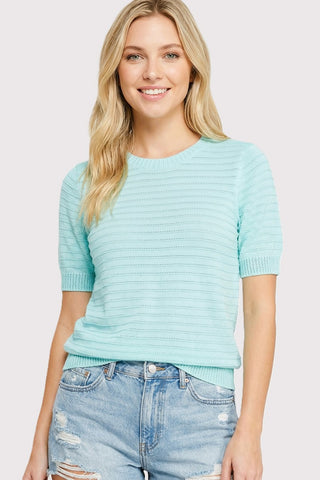 Pointelle Texture Striped Sweater