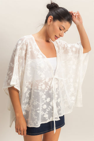White Floral Lace Cover-up