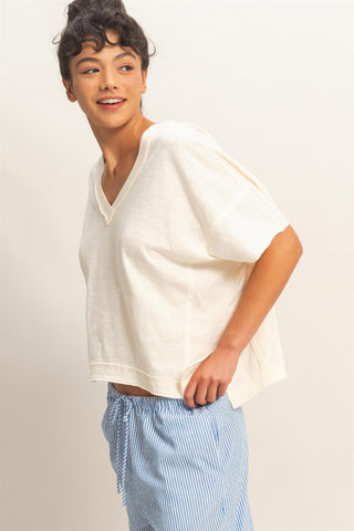 Oversized V-neck SS Top