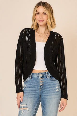 Curvy Open Knit Cocoon Body Cardigan