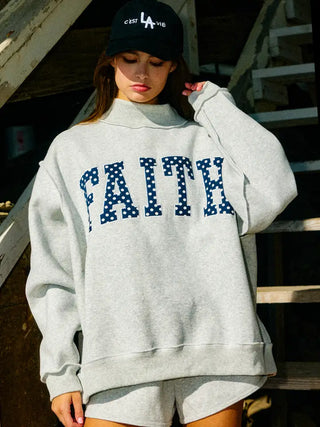FAITH Embroidered Polka-Dot Sweatshirt