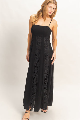 Woven Lace Trim Maxi Dress