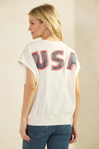 American Flag Patch Min Wash Top, view 2